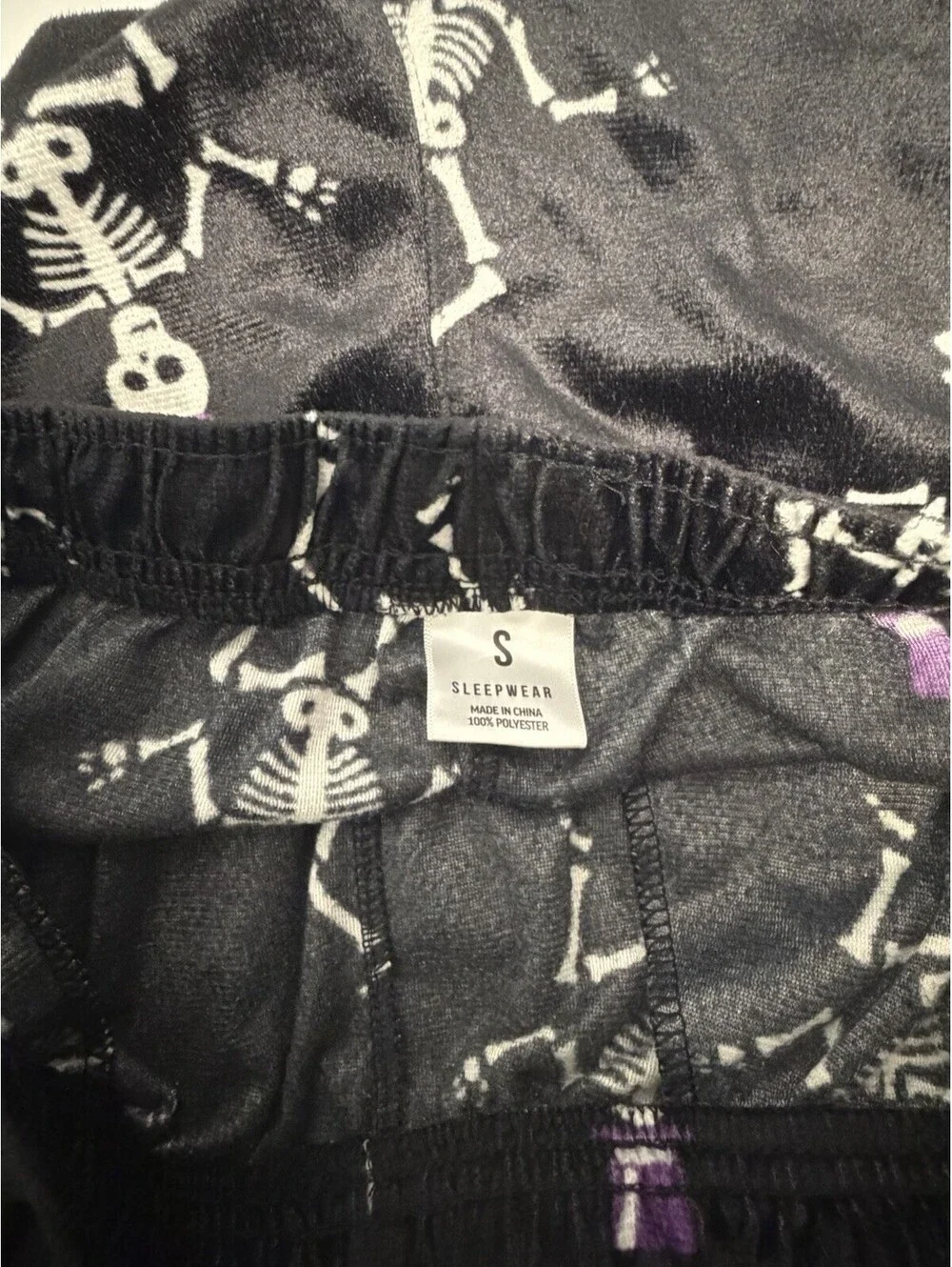 Mens Skeleton Print Fleece Sleepwear Pajama Pant Halloween Black Size Small